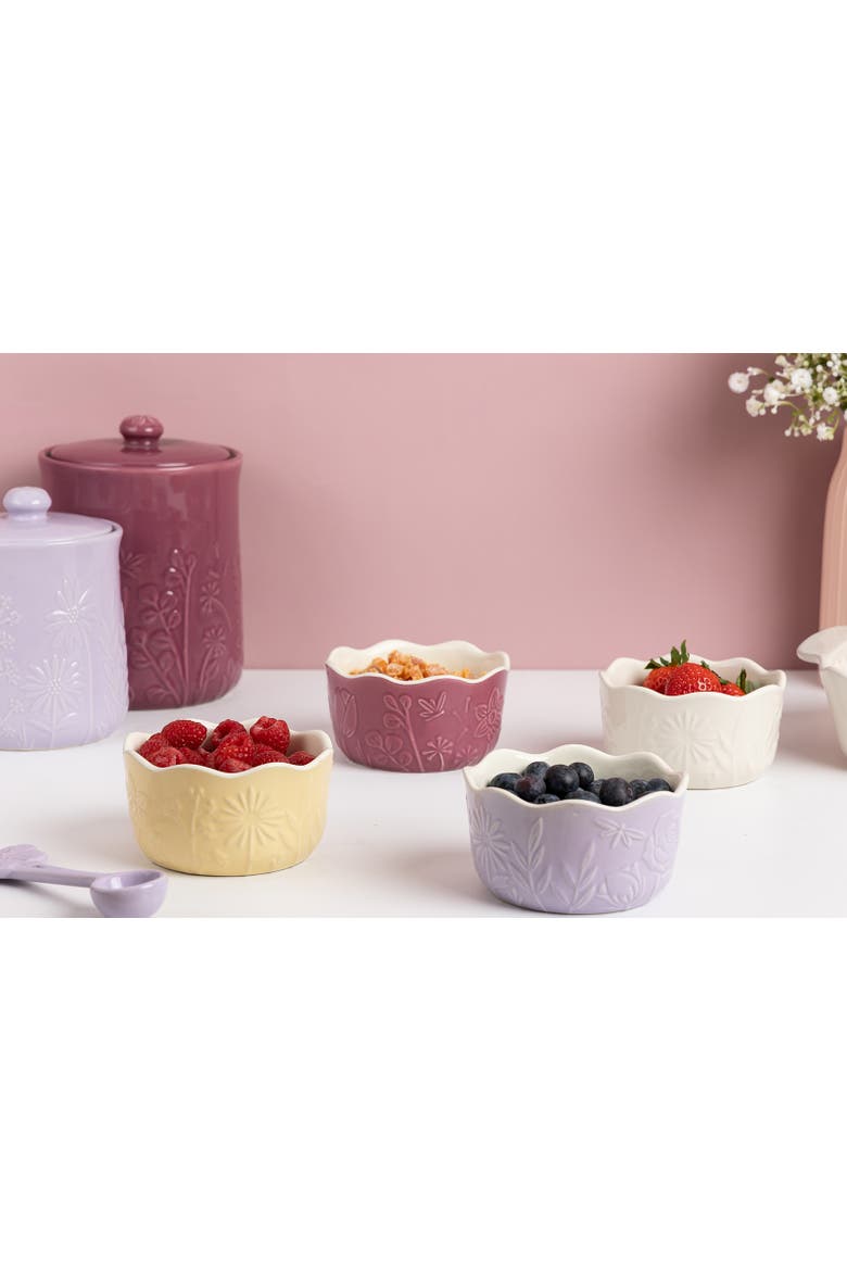 In The Meadow Ramekins with Embossed Floral Design, Set of 4, Alternate, color, Multicolor