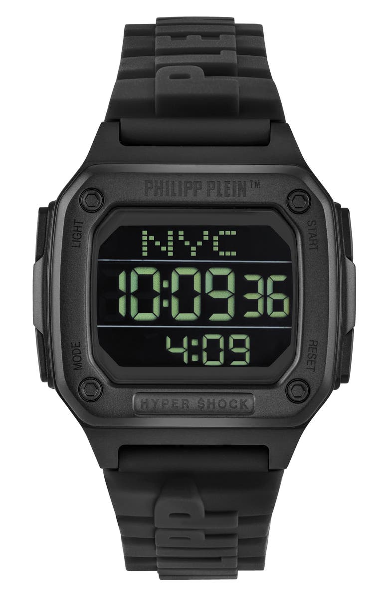 PHILIPP PLEIN Hyper $hock Silicone Strap Square Watch, 44mm, Main, color,