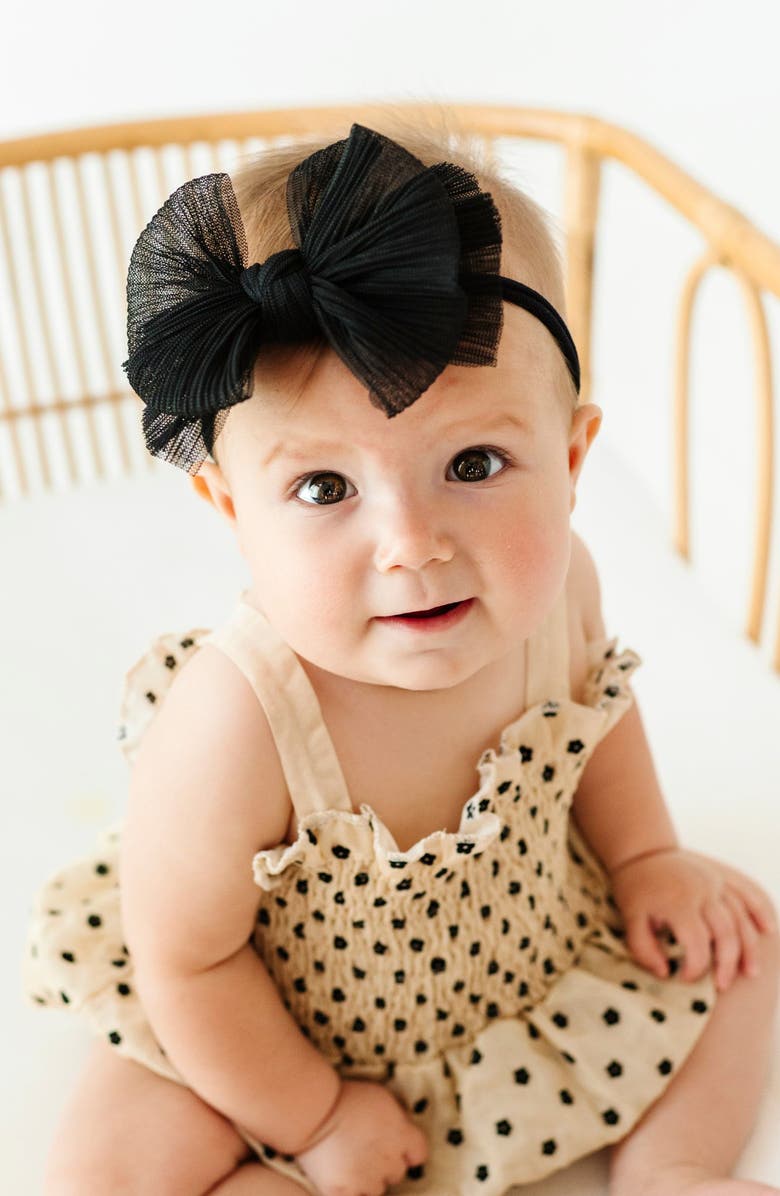 Baby Bling Tulle FAB Bow Headband, Alternate, color, Pleated Black
