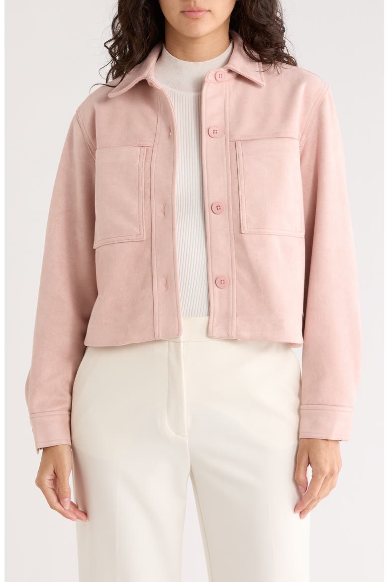 Crop Faux Suede Jacket, Main, color, BALLET SLIPPER