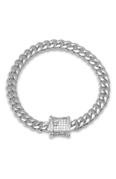 18K Gold Plated Stainless Steel Cubic Zirconia Box Lock Chain Bracelet