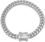HMY JEWELRY 18K Gold Plated Stainless Steel Cubic Zirconia Box Lock Chain Bracelet