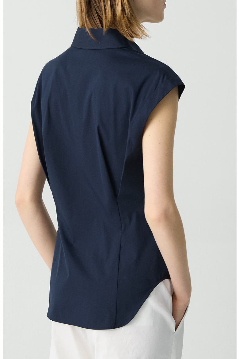 Cap Sleeve Button-Up Shirt, Alternate, color, NEW NAVY