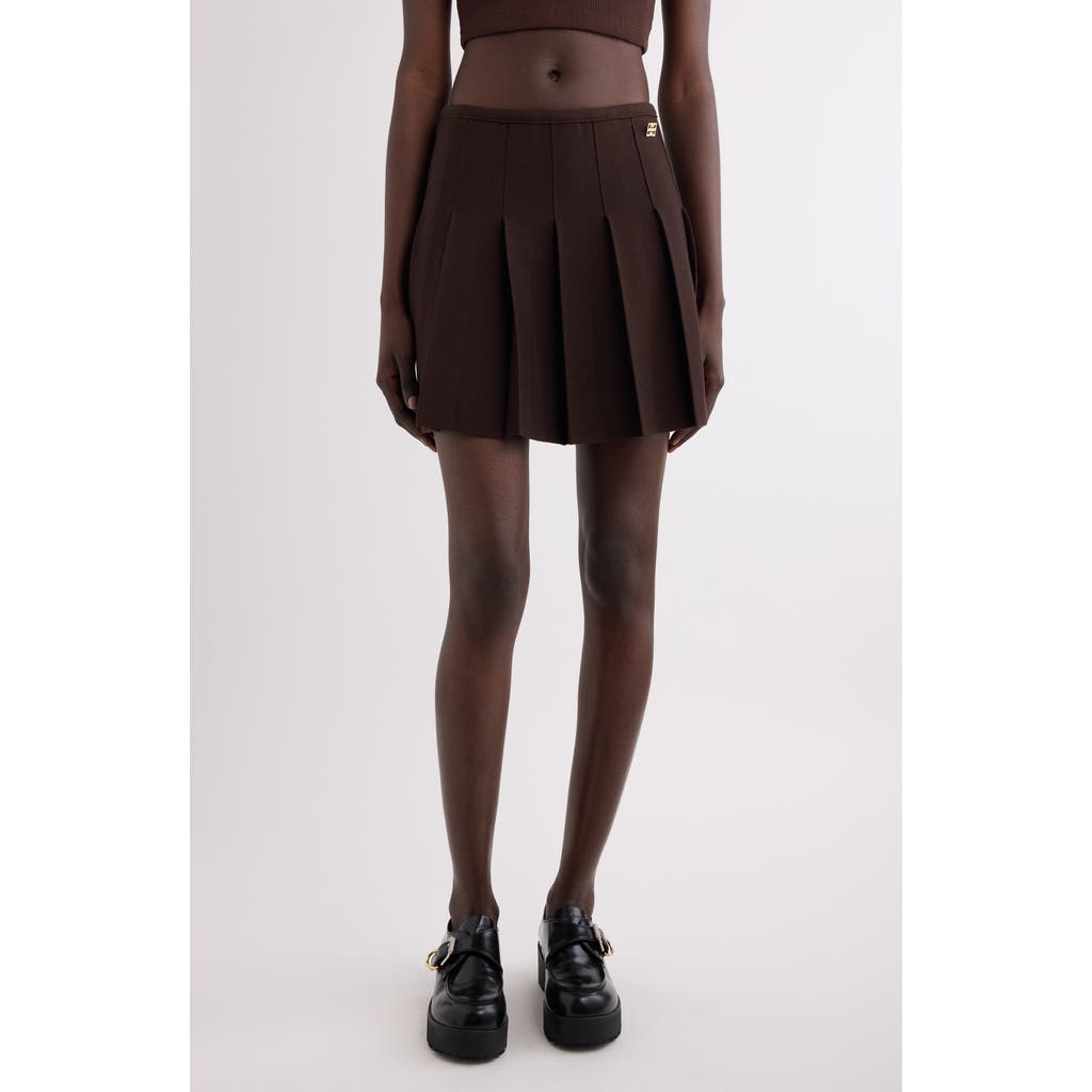 Givenchy Pleated Sweater Miniskirt In Russet Brown