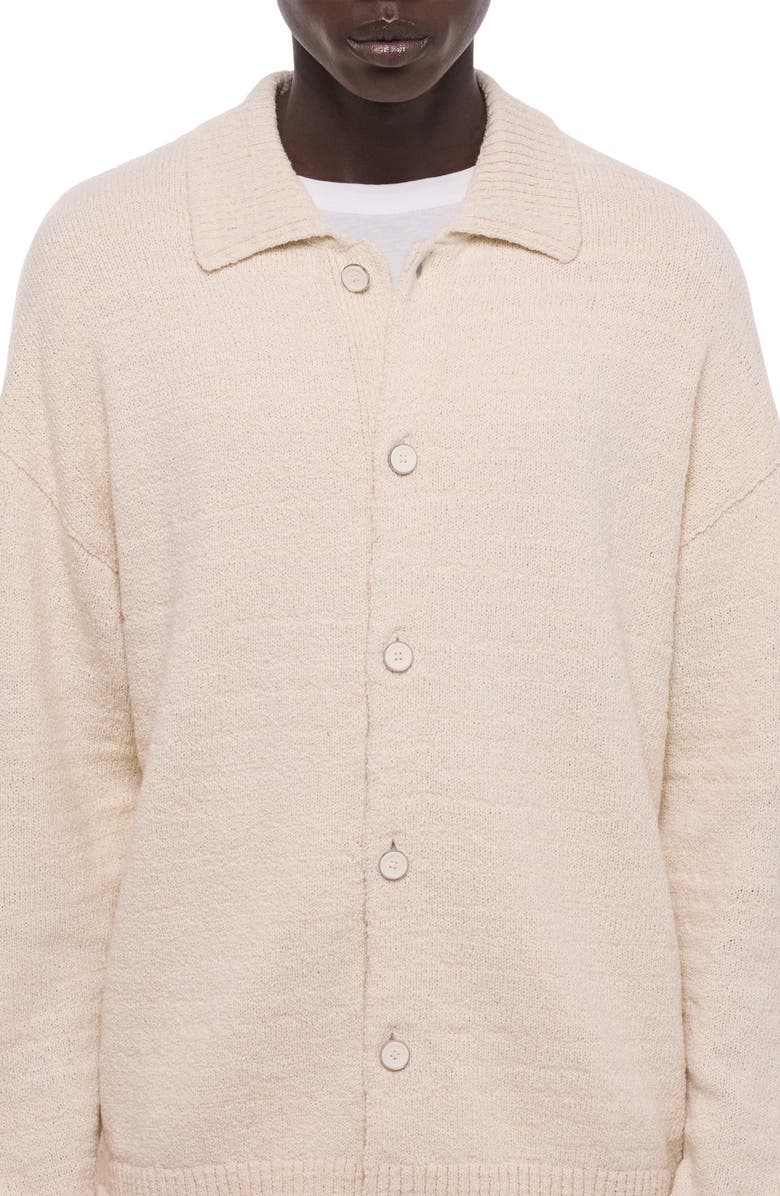 Helmut Lang Wool & Cotton Blend Slub Cardigan, Alternate, color, Natural