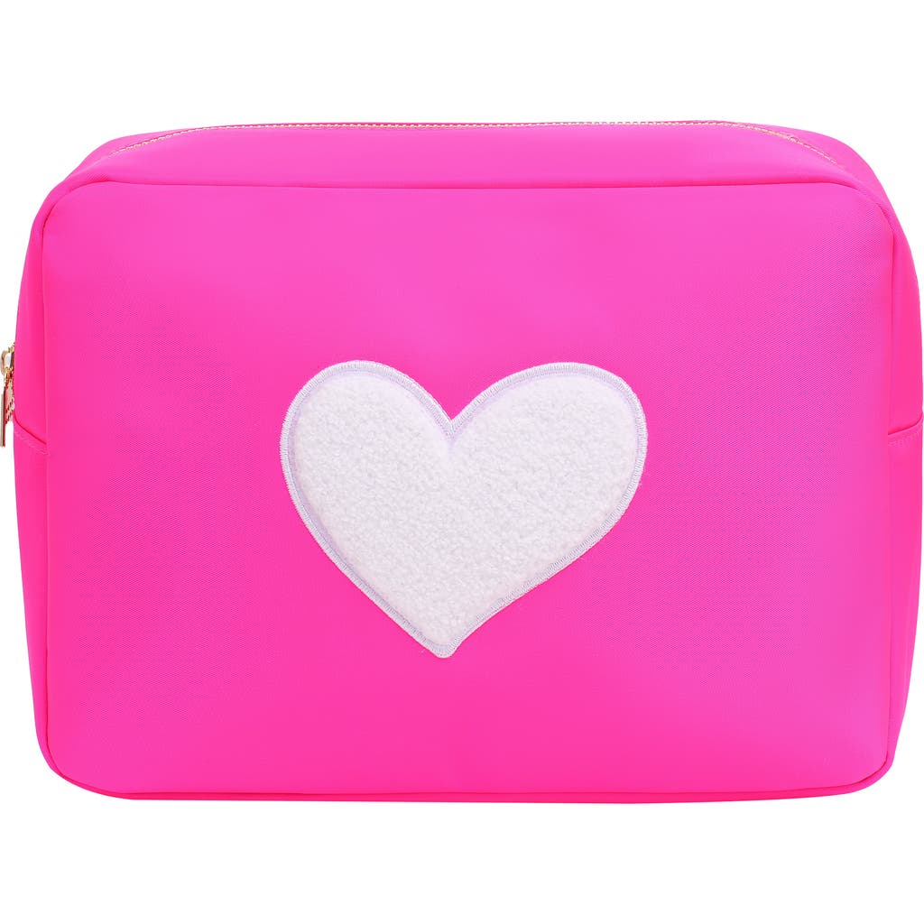 Bloc Bags Xl Heart Patch Cosmetic Bag With Insert In Hot Pink