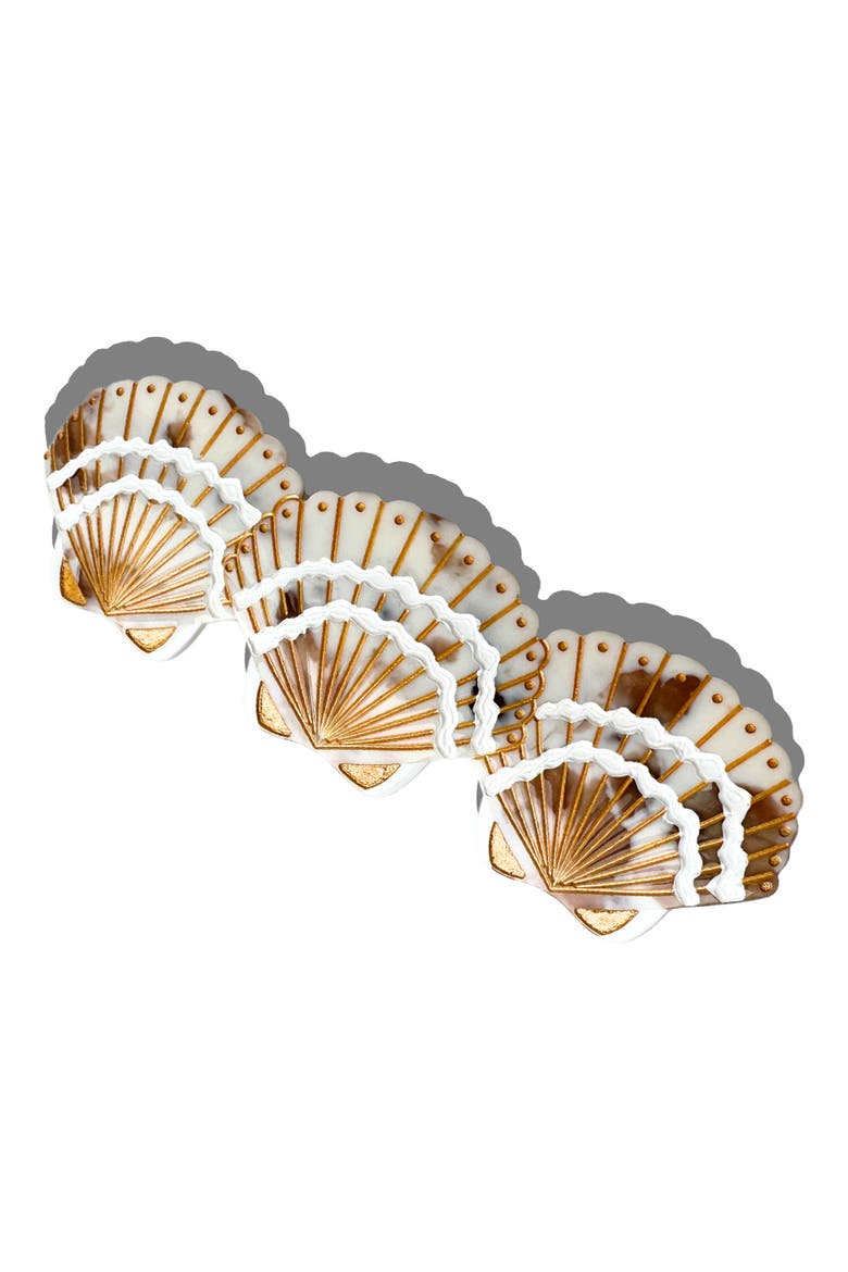Hand-Painted Seashell Hair Comb, Main, color, CREAM
