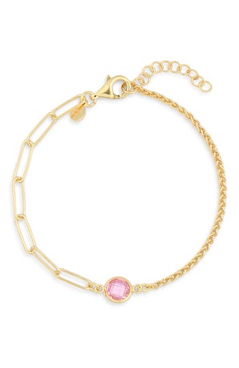 Meshmerise Crystal Station Mix Chain Bracelet In Yellow-pink