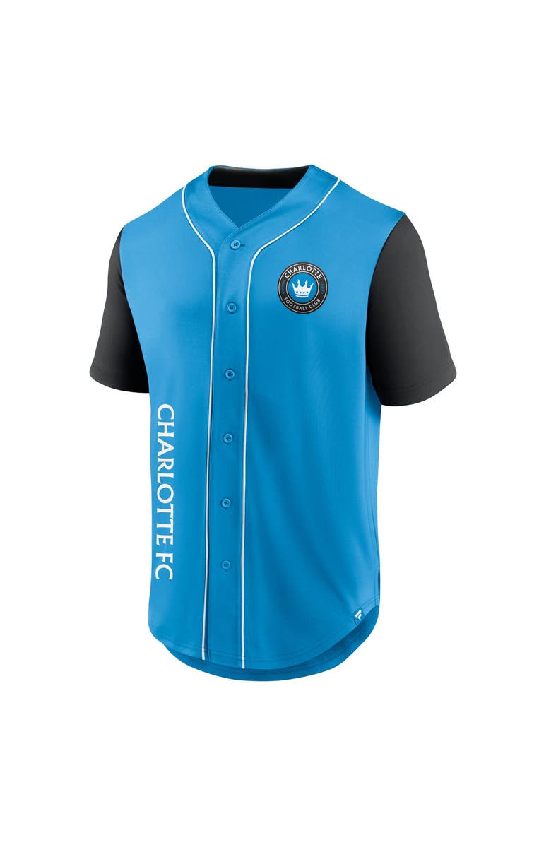FANATICS Men's Fanatics Branded Blue Charlotte FC Balance Fashion Baseball Jersey, Alternate, color,