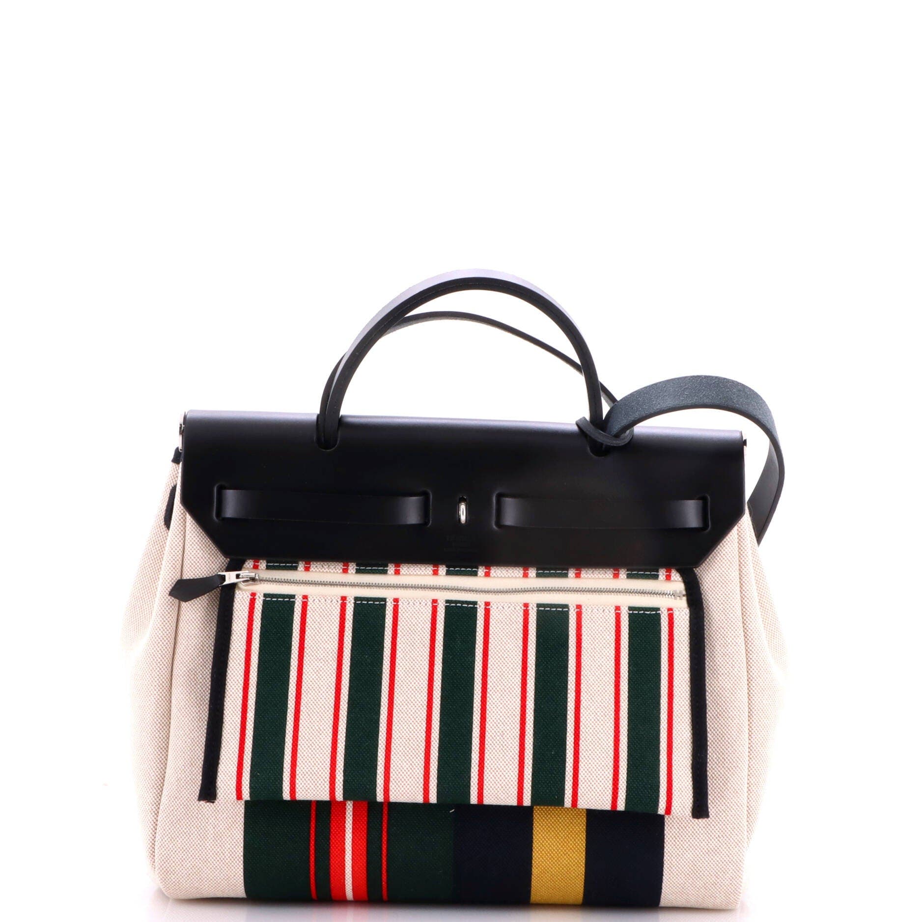 Herbag Zip Rayures d'Equipage Toile and Leather 31, Alternate, color, Black