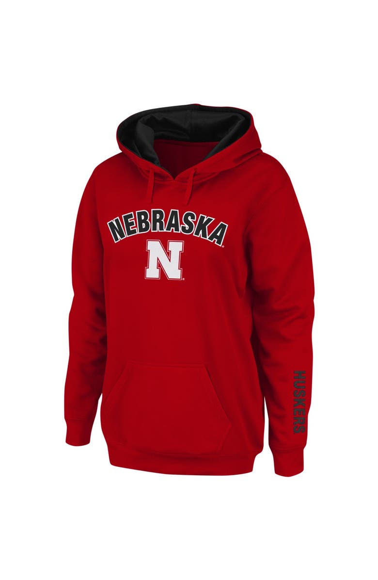 COLOSSEUM Women's Scarlet Nebraska Huskers Arch & Logo 1 Pullover Hoodie, Alternate, color, 