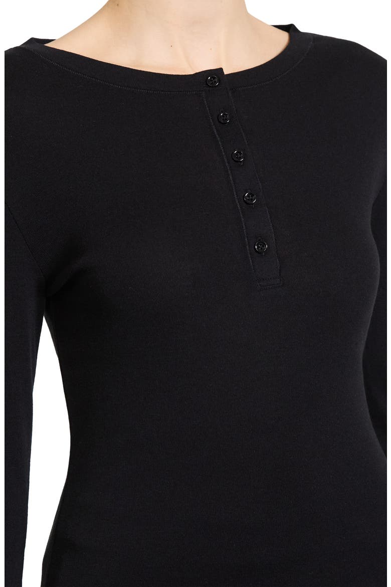 Pima Cotton & Modal Henley Sweater, Alternate, color, BLACK - 001