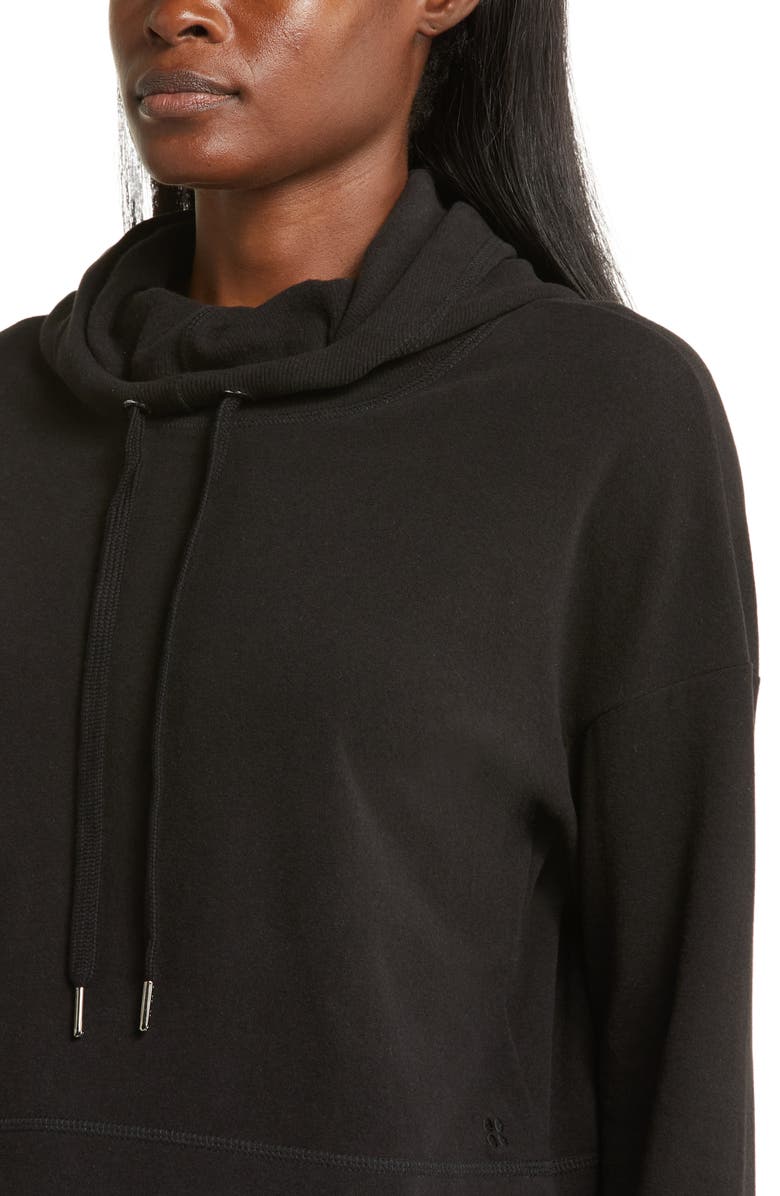 Sweaty Betty Escape Luxe Fleece Crop Hoodie, Alternate, color, Black