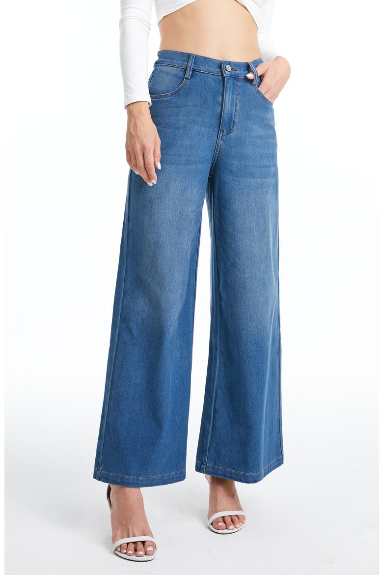 High Waist Wide Leg Flare Jeans, Alternate, color, BLUEBELL
