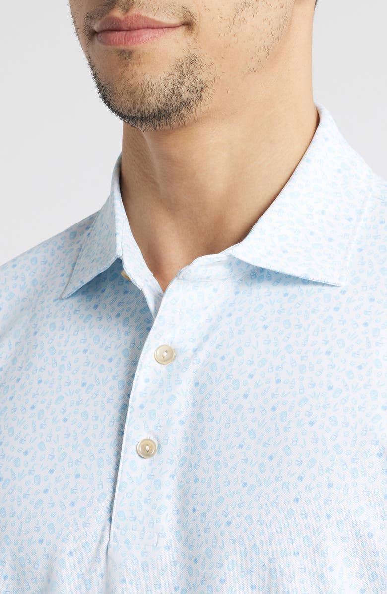 Peter Millar Whiskey Print Performance Mesh Polo, Alternate, color, White