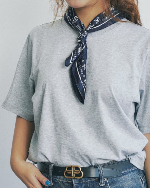 Lost Pattern Nyc "paisley" Silk Bandana Scarf In Blue
