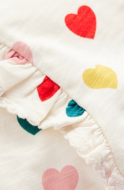 Mini Boden Kids' Frill Sleeve Cotton Slub Top In White