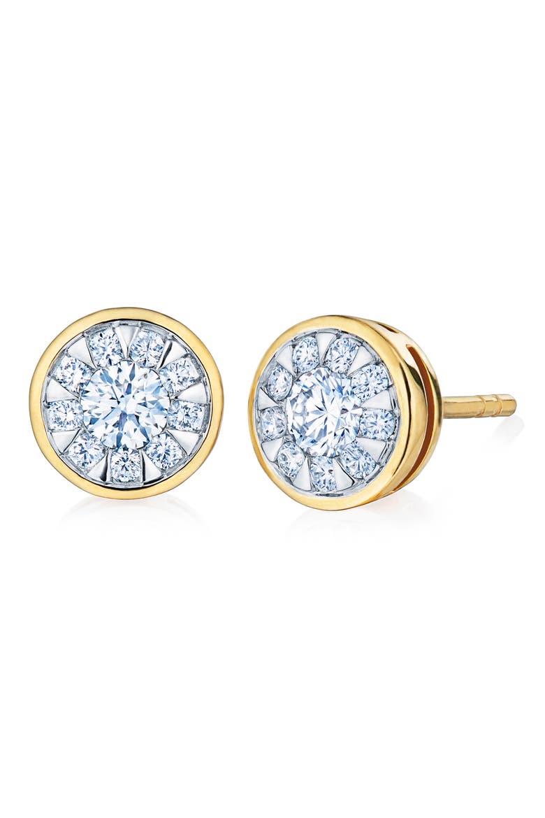 Sunburst Diamond Stud Earrings, Main, color, YELLOW GOLD
