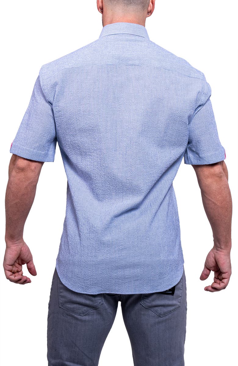 Maceoo Galileo Aristocrat Luxe Stretch Cotton Seersucker Short Sleeve Button-Up Shirt, Alternate, color, 