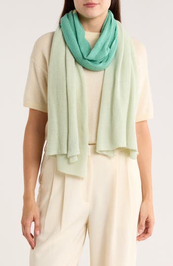 Portolano Colorblock Lambswool & Angora Blend Knit Scarf In Blue