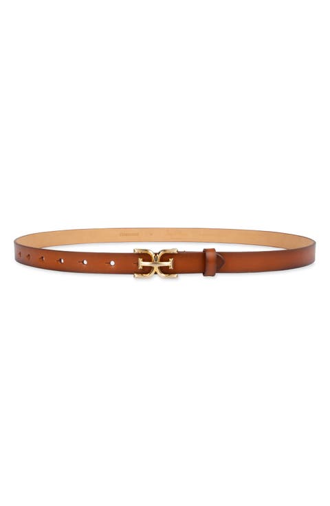 Double E Logo Slim Leather Belt