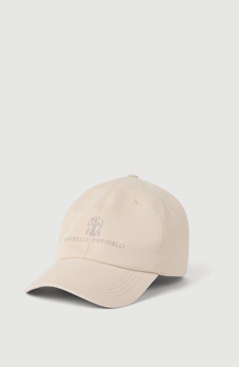 Garment-dyed twisted cotton gabardine baseball cap with embroidered logo