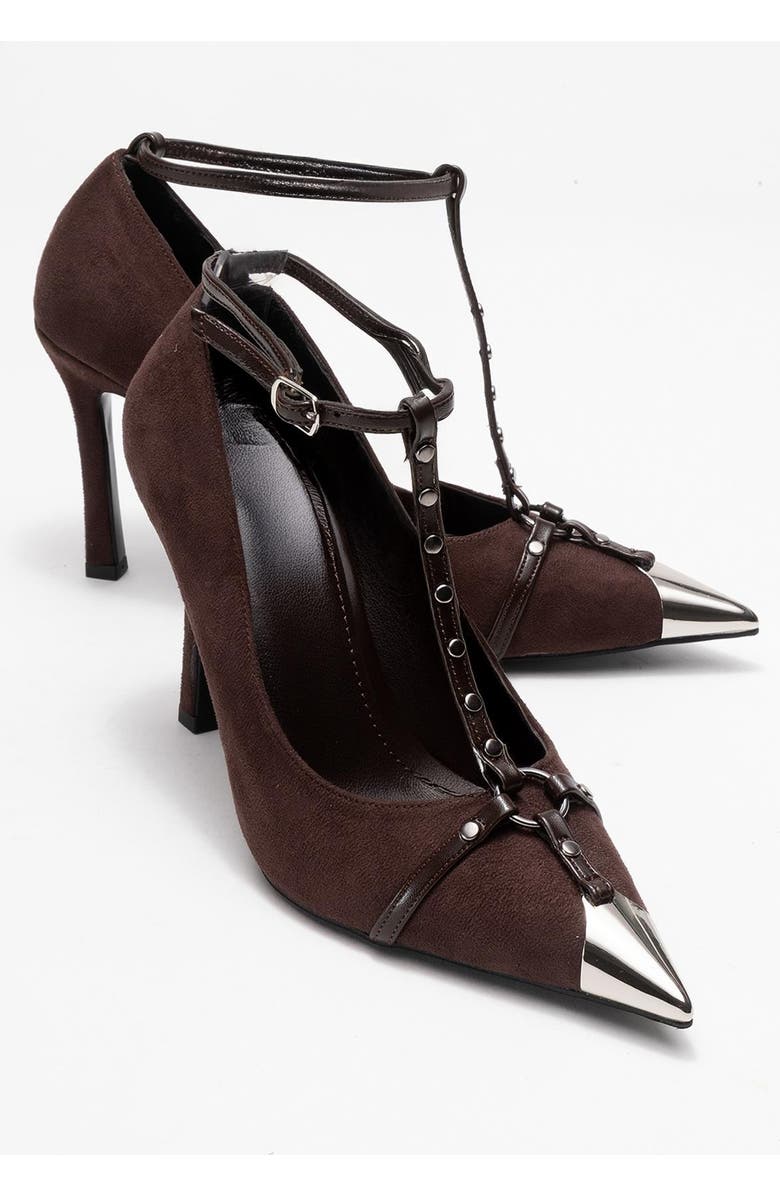 Prologue Shoes Juliana Pointed Toe Pump, Alternate, color, Brown Suede