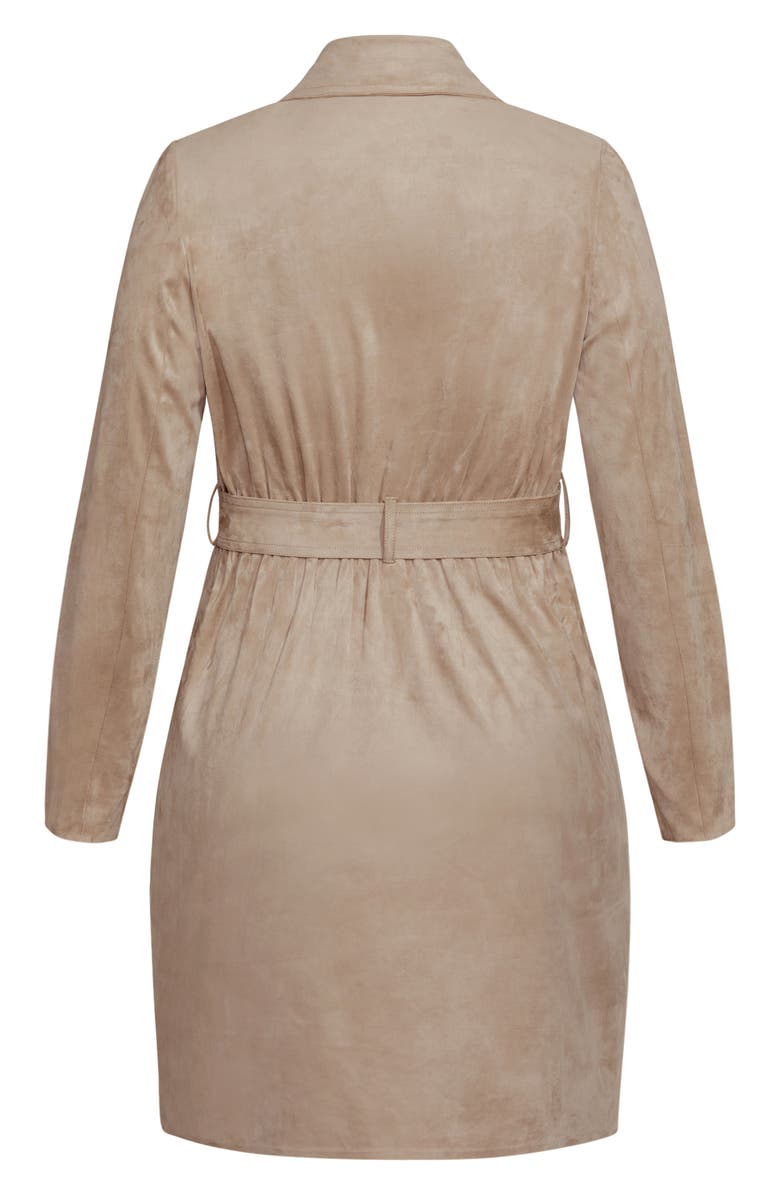 City Chic Faux Suede Trench Coat, Alternate, color, 