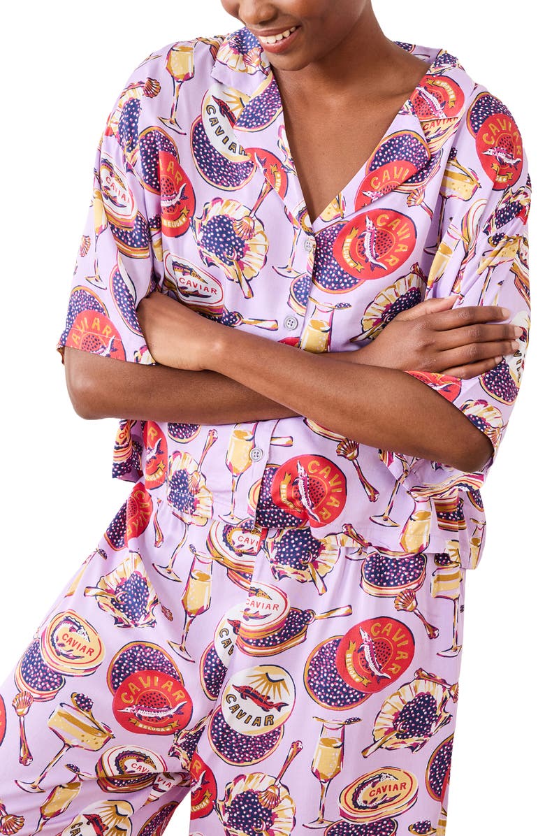 Printfresh Wildest Dreams Champange Satin Pajamas, Alternate, color, Lavender Spritz