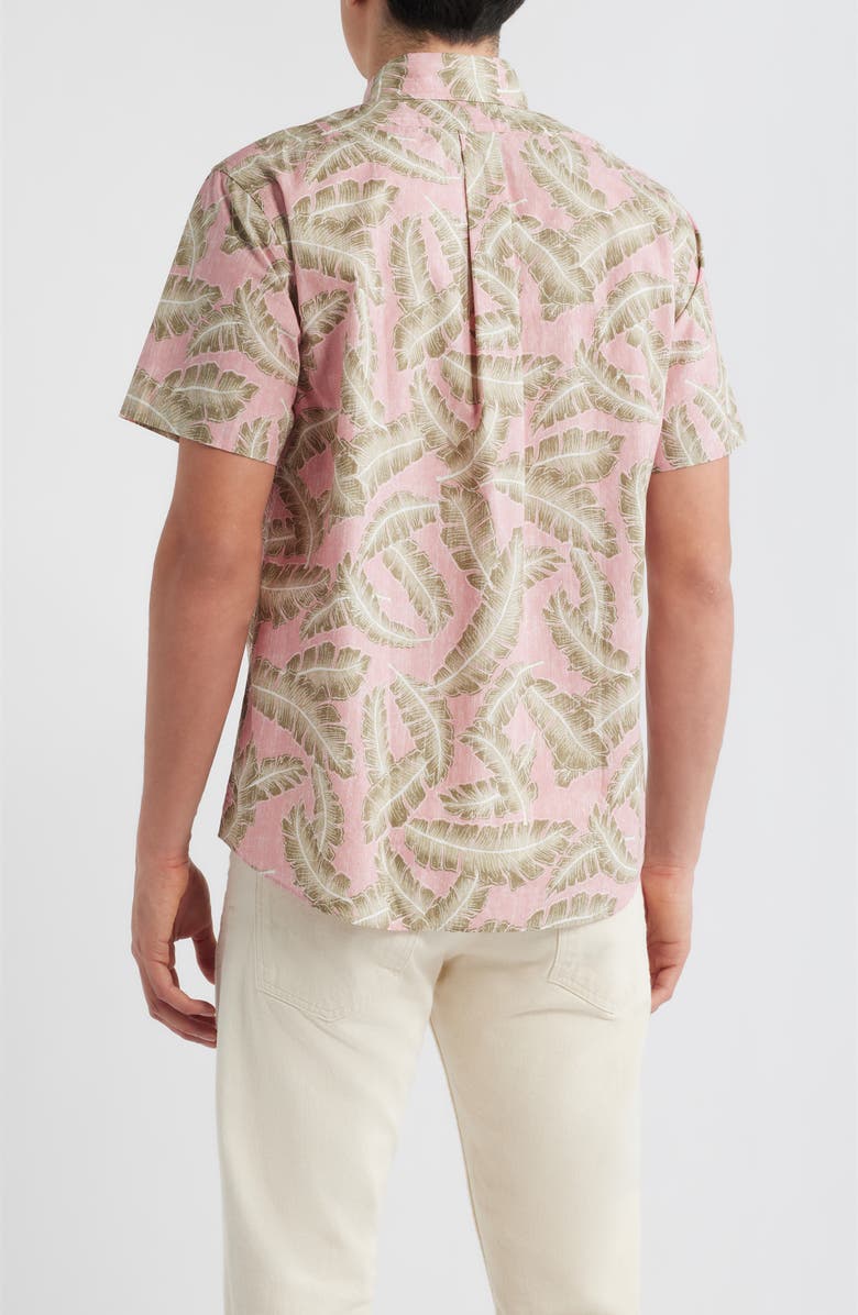 Brooks Brothers Palm Leaf Print Short Sleeve Cotton Button-Down Shirt, Alternate, color, Palm Leaf