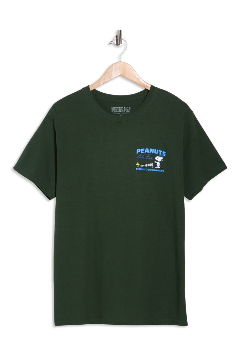 Peanuts® Fishing Graphic T-Shirt, Main, color, FOREST GREEN