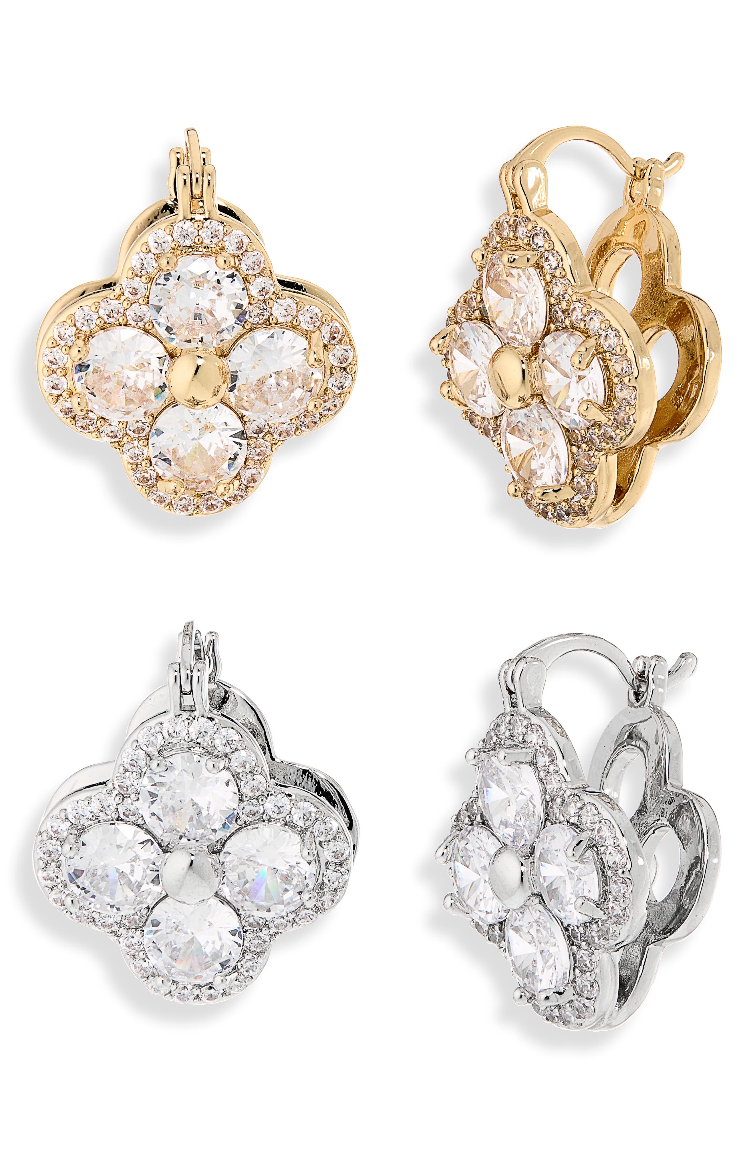 NATASHA Set of 2 Flower Assorted Huggie Hoop Earrings