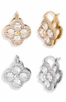 NATASHA Set of 2 Flower Assorted Huggie Hoop Earrings