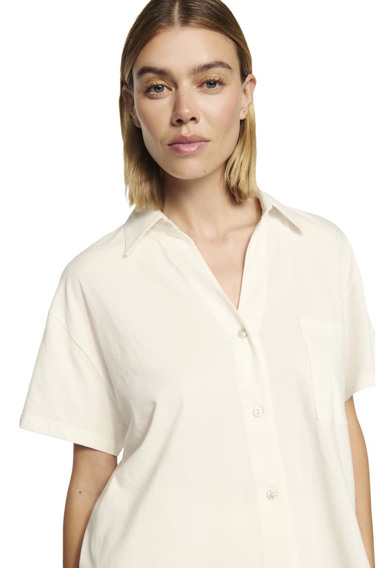 Pima Cotton Short Sleeve Pajamas, Alternate, color, IVORY
