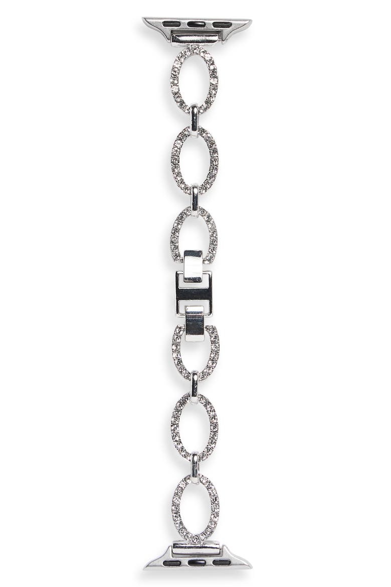 Pavé Crystal Link Apple Watch® Watchband, Alternate, color, CLEAR- SILVER