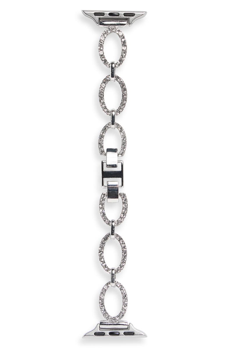 NORDSTROM RACK Pavé Crystal Link Apple Watch<sup>®</sup> Watchband, Alternate, color, Clear- Silver