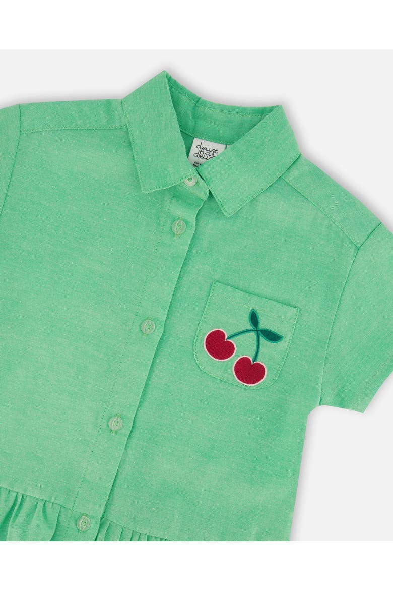 Embroidery Cotton Short Sleeve Shirt Dress, Alternate, color, Green