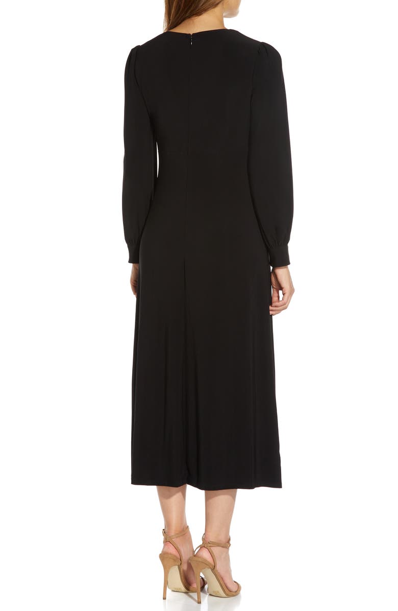 Adrianna Papell Pleat Long Sleeve Jersey Midi Dress, Alternate, color, 