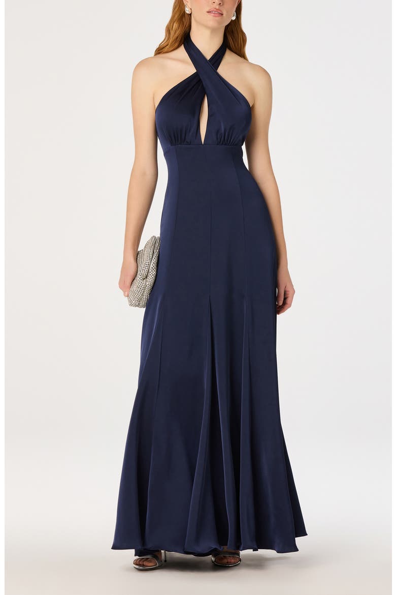 Desire Halter Maxi Gown, Alternate, color, NAVY