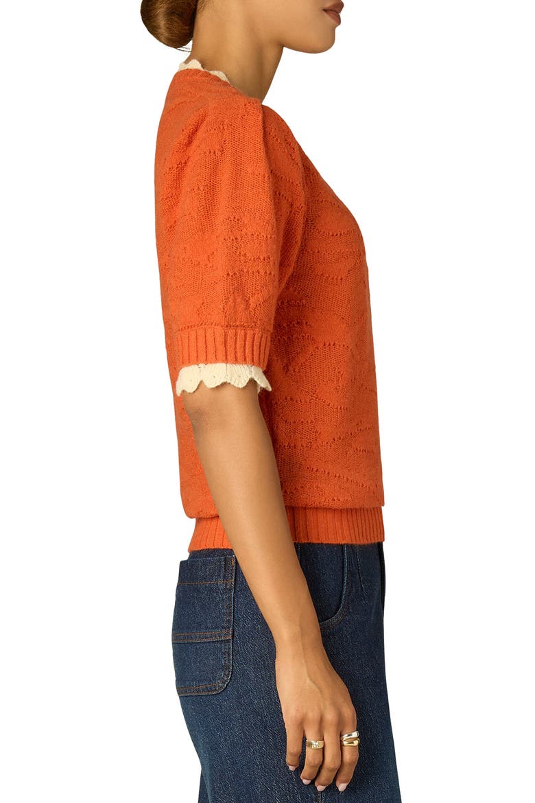 Puff Sleeve Sweater, Alternate, color, SUNRISE/ ECRU
