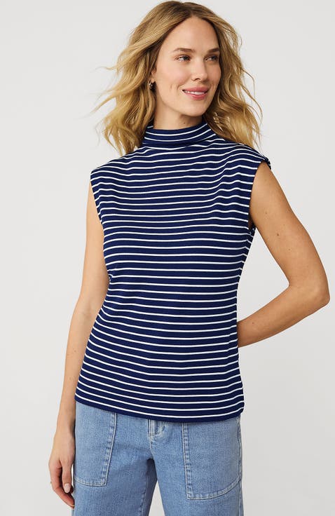 Cap Sleeve Drapey Rib Fitted Funnel Neck Tank
