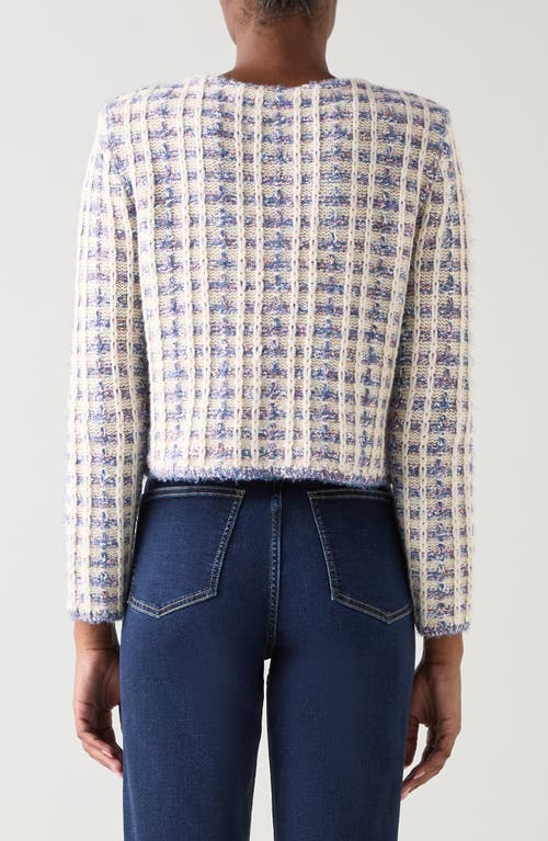 Lk Bennett Millie Fluffy Tweed Cardigan In Blue