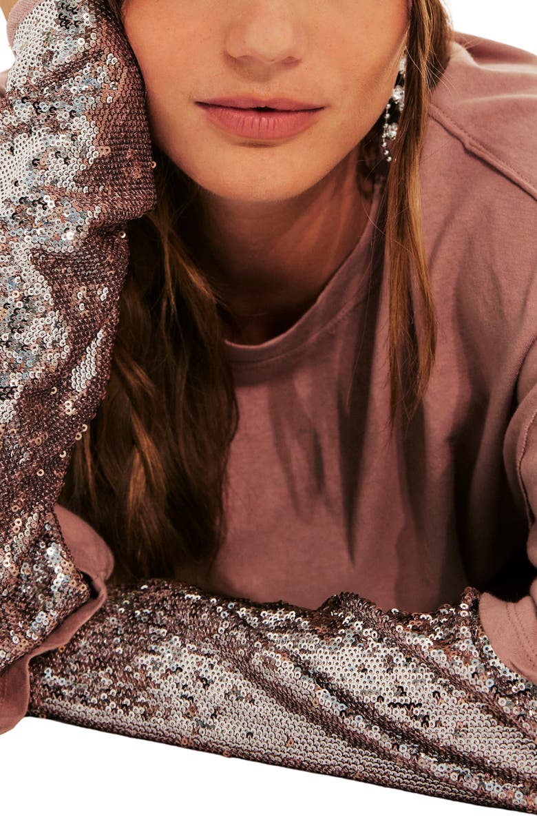 Free People Nellie Sequin Twofer Top, Alternate, color, Mauve