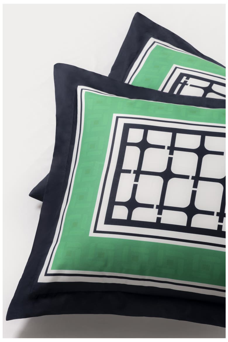 Set of Two Framed Print Sateen Pillow Shams, Alternate, color, NAVY