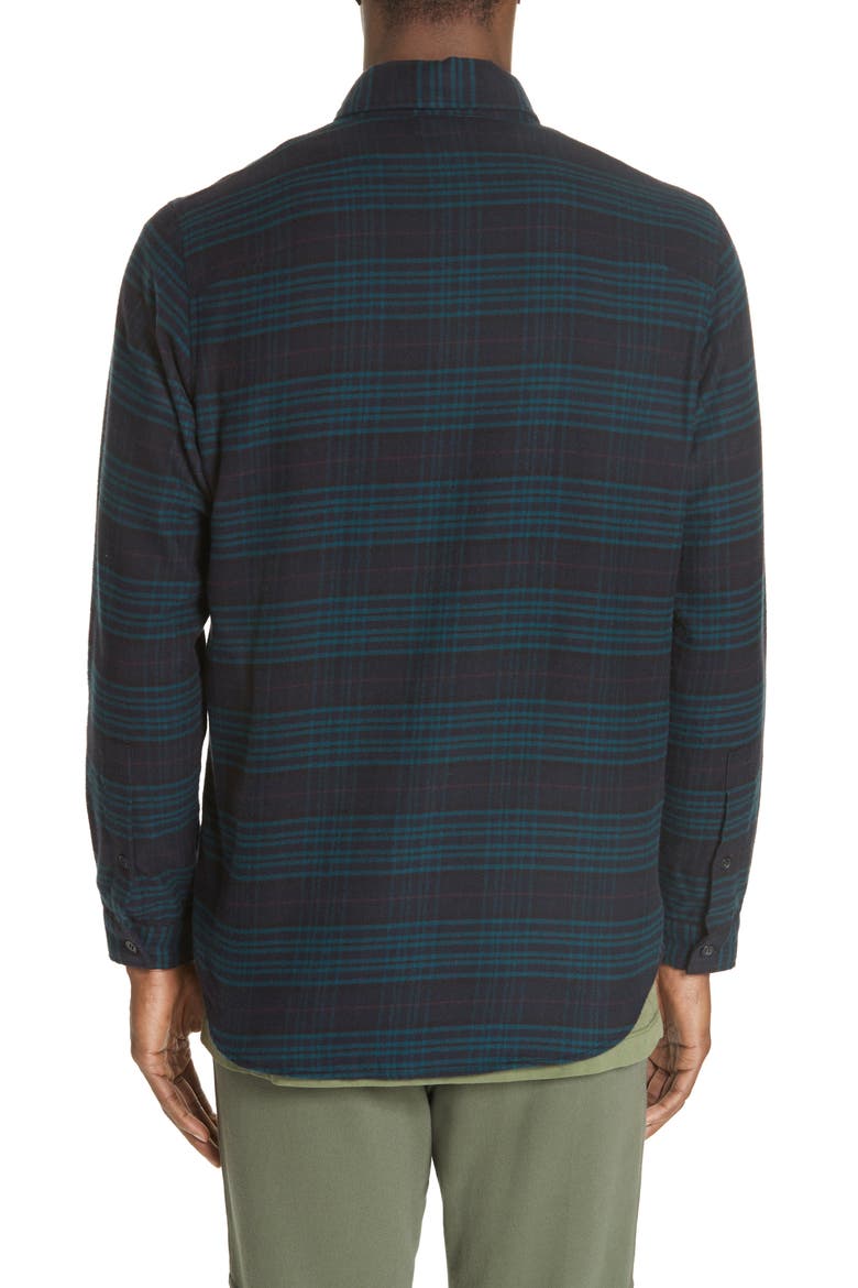 Plaid Flannel Shirt, Alternate, color, NAVY
