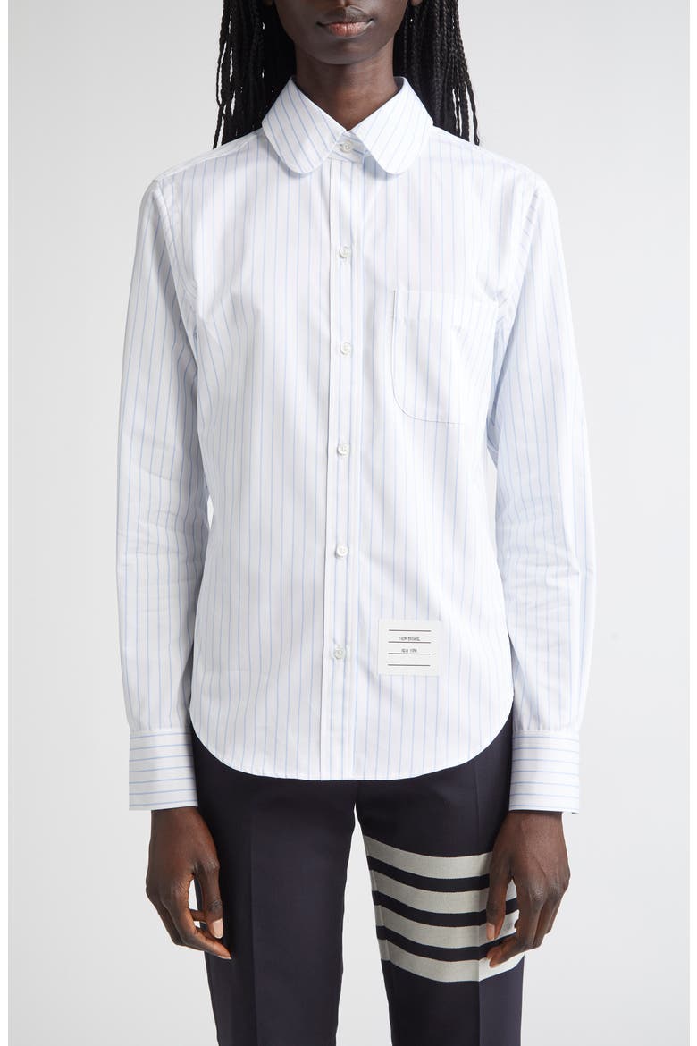 Classic Stripe Cotton Button-Up Shirt, Main, color, LIGHT BLUE