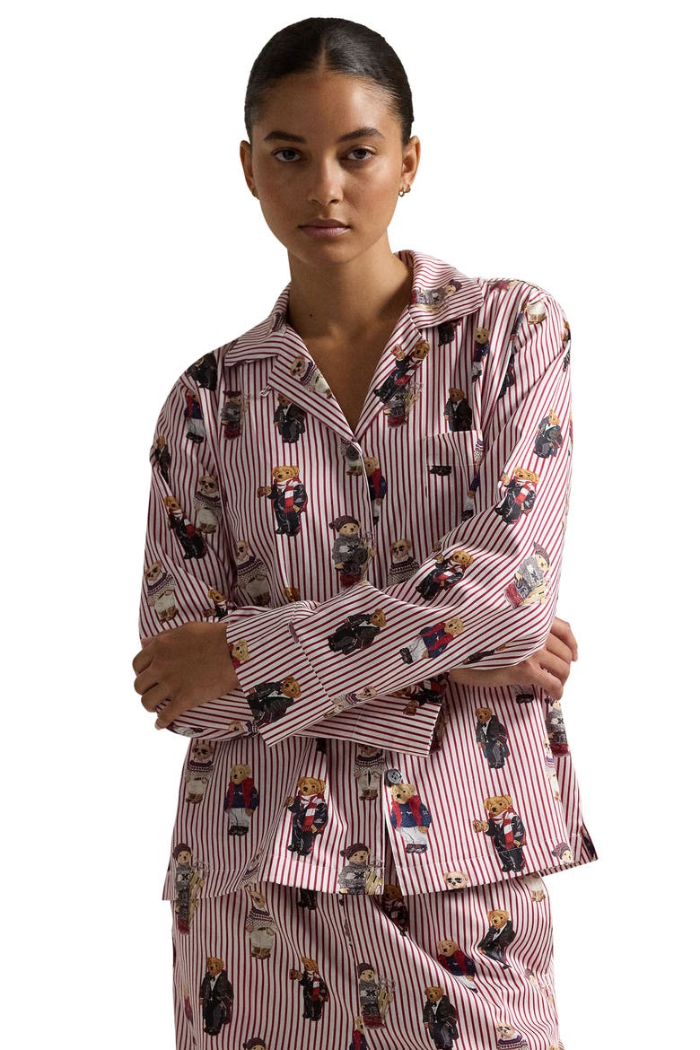 Madison Cotton Pajamas, Alternate, color, BEAR RED