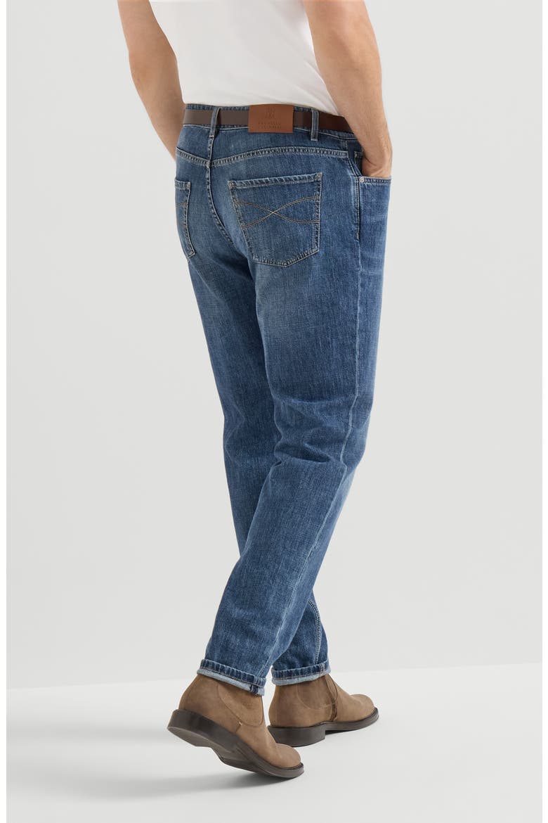 Lightweight denim traditional fit five-pocket trousers, Alternate, color, Medium Denim