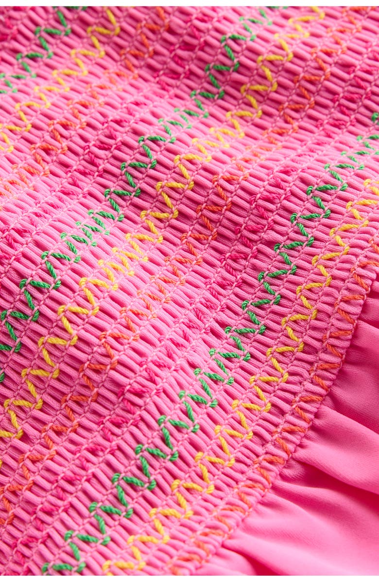 Mini Boden Kids' Smocked Embroidered Peplum Two-Piece Swimsuit, Alternate, color, Pink Fruit