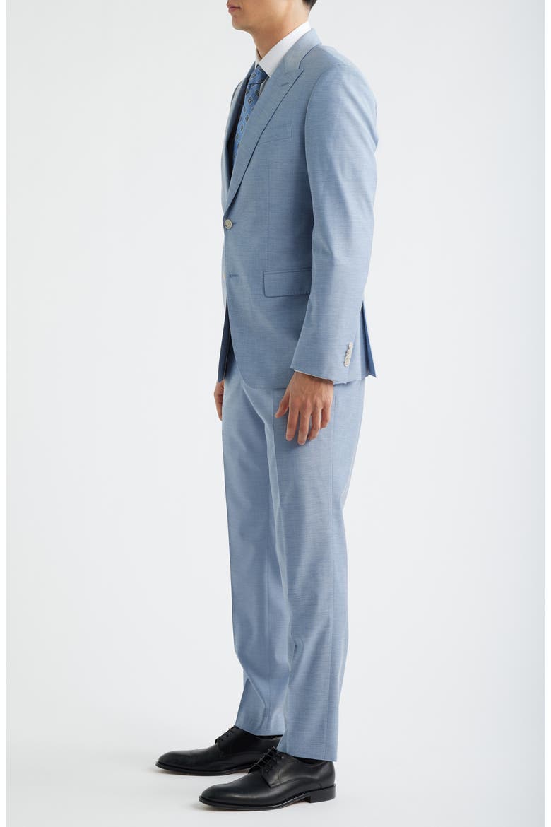 Huge Slim Fit Peak Lapel Wool Blend Mélange Suit, Alternate, color, LIGHT BLUE